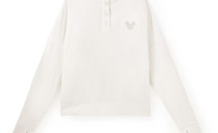 Mickey Mouse Icon 1/4 Button Down Long Sleeve Knit Top for Women