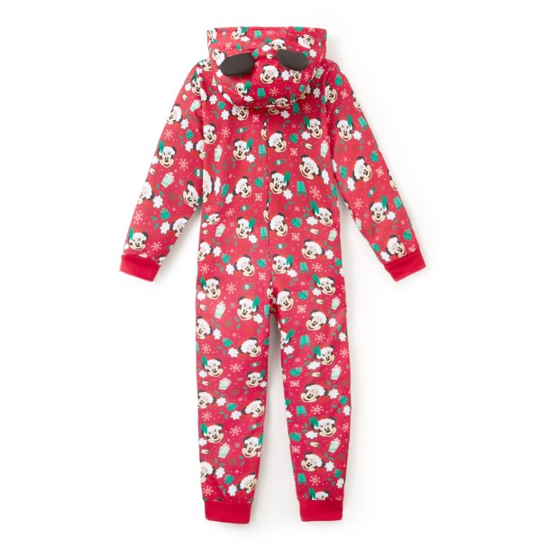 Santa Mickey and Minnie Mouse Holiday One-Piece Pajama for Kids