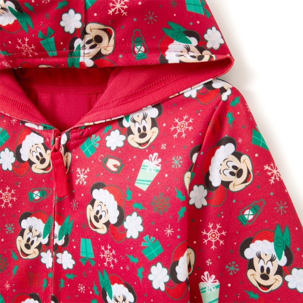 Santa Mickey and Minnie Mouse Holiday One-Piece Pajama for Kids