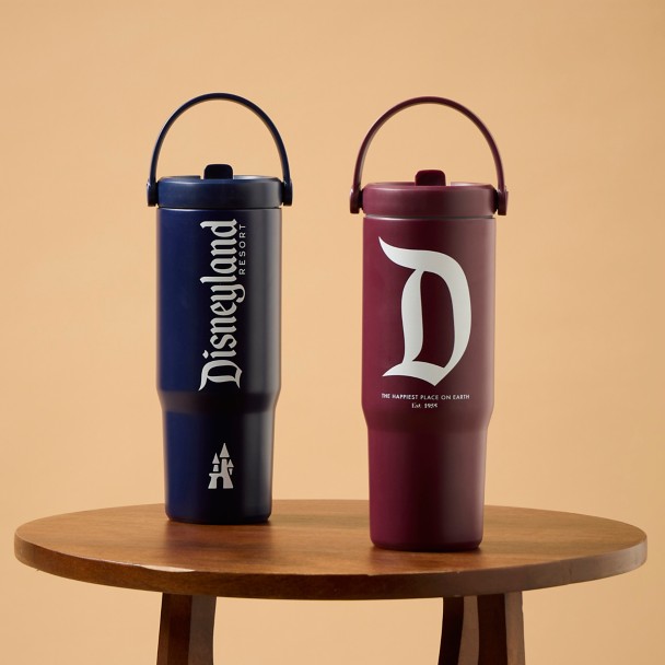 Disneyland 27 oz. Stainless Steel Water Bottle with Built-In Straw - Maroon