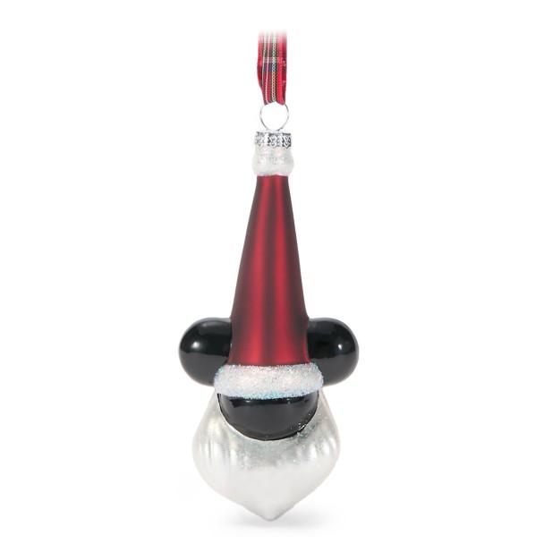 Mickey Mouse as Santa Claus Glass Ornament