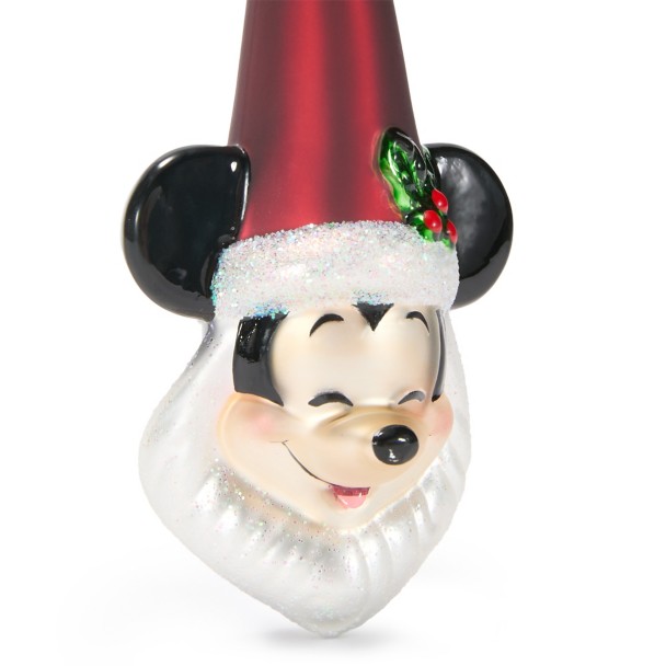 Mickey Mouse as Santa Claus Glass Ornament