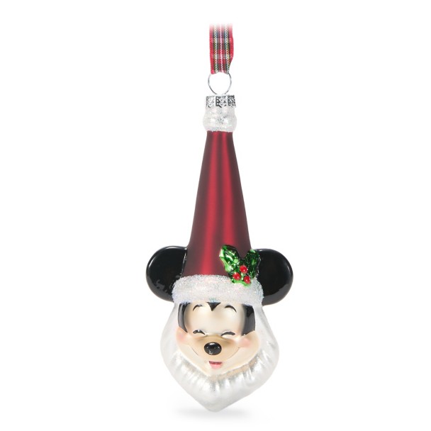 Mickey Mouse as Santa Claus Glass Ornament