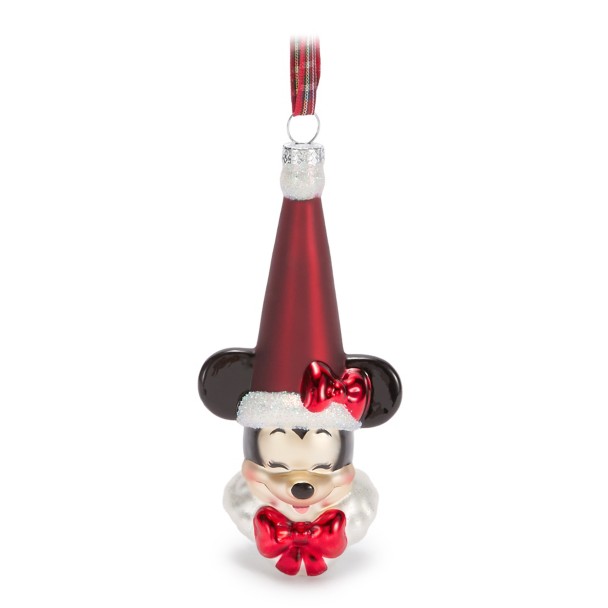 Minnie Mouse as Mrs. Santa Claus Glass Ornament
