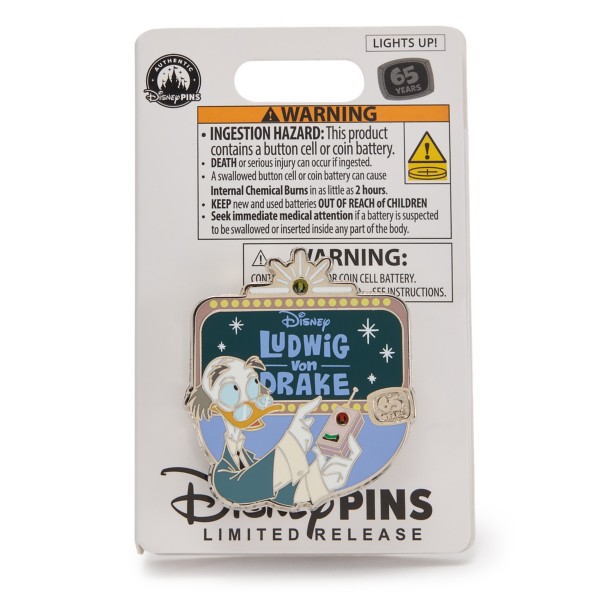 Ludwig Von Drake 65th Anniversary Light-Up Pin - Walt Disney's Wonderful World of Color - Limited Release
