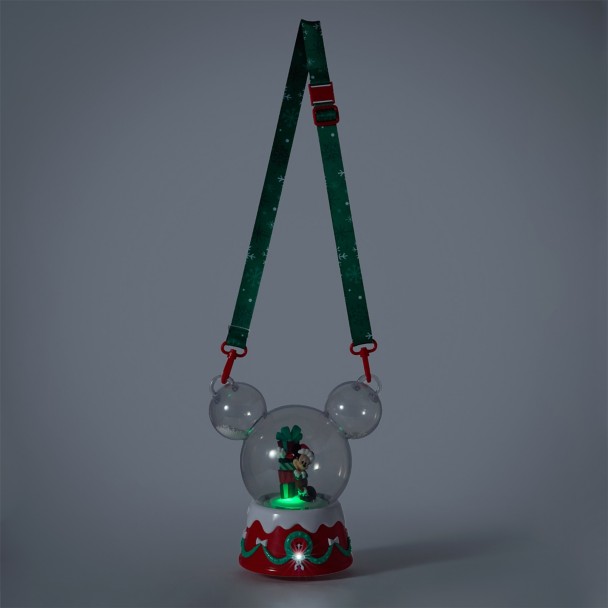 Santa Mickey Mouse Light-Up and Sound Bubble Snowglobe with Strap