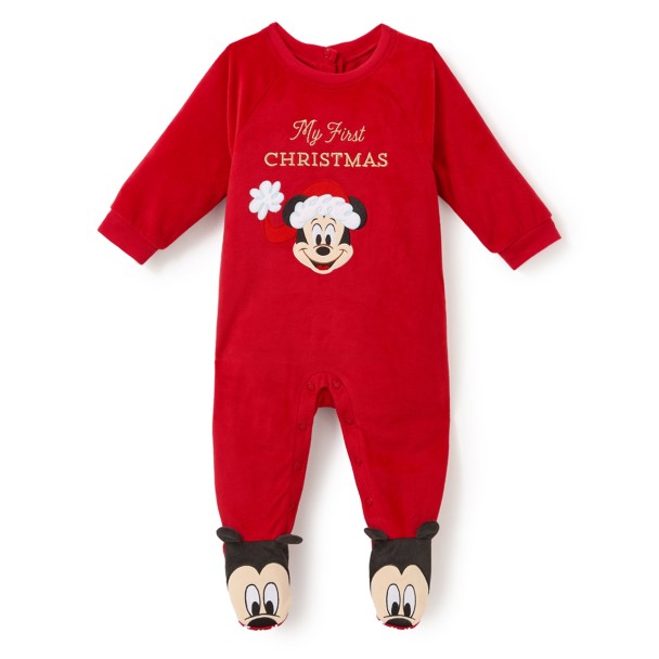 Santa Mickey Mouse Overalls and Shirt Set for Baby