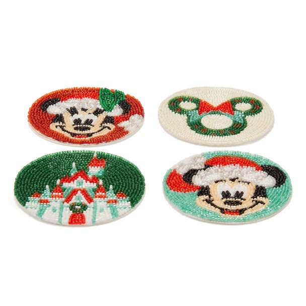 Santa Mickey and Minnie Mouse Holiday Coaster Set