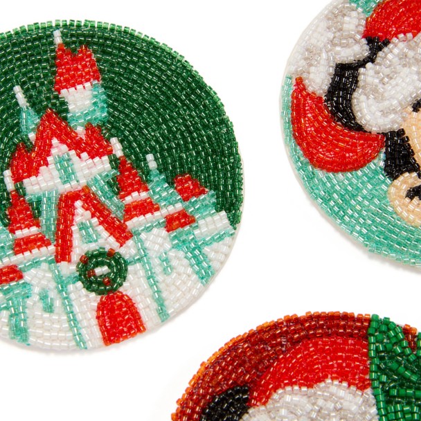 Santa Mickey and Minnie Mouse Holiday Coaster Set