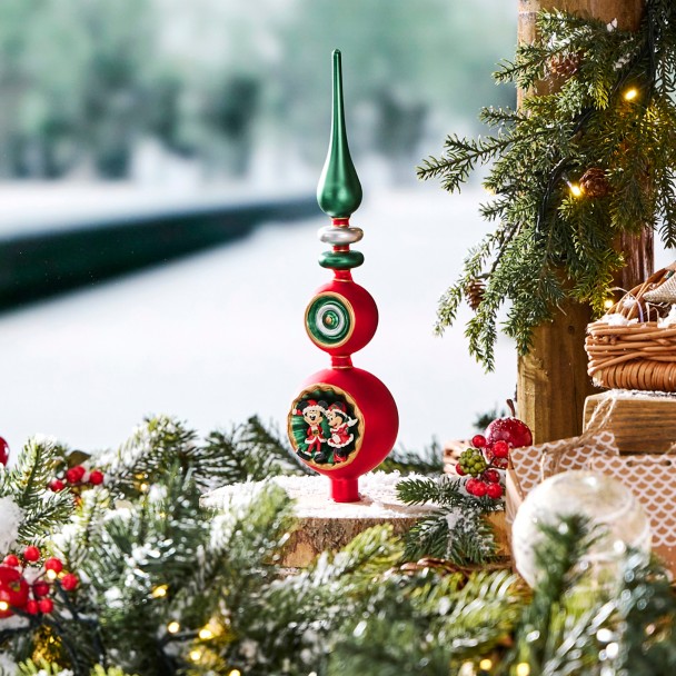 Santa Mickey and Minnie Mouse Christmas Tree Topper