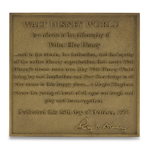 Walt Disney World Dedication Plaque Replica – 55th Anniversary Walt Disney World Dedication Plaque Replica – 55th Anniversary