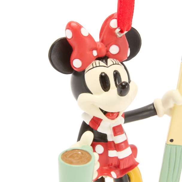 Minnie Mouse with Skis Figural Ornament