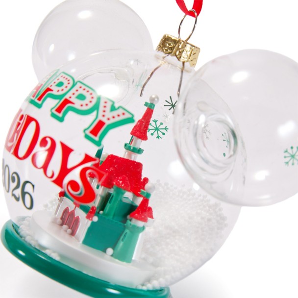Mickey Mouse Icon Fantasyland Castle Glass Ball Ornament 2026