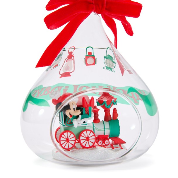Santa Mickey Mouse on Train Glass Droplet Ornament 2026