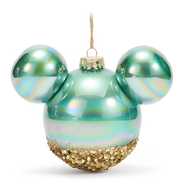 Mickey Mouse Icon Ball Ornament - Gold Glitter