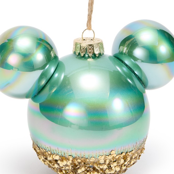 Mickey Mouse Icon Ball Ornament - Gold Glitter