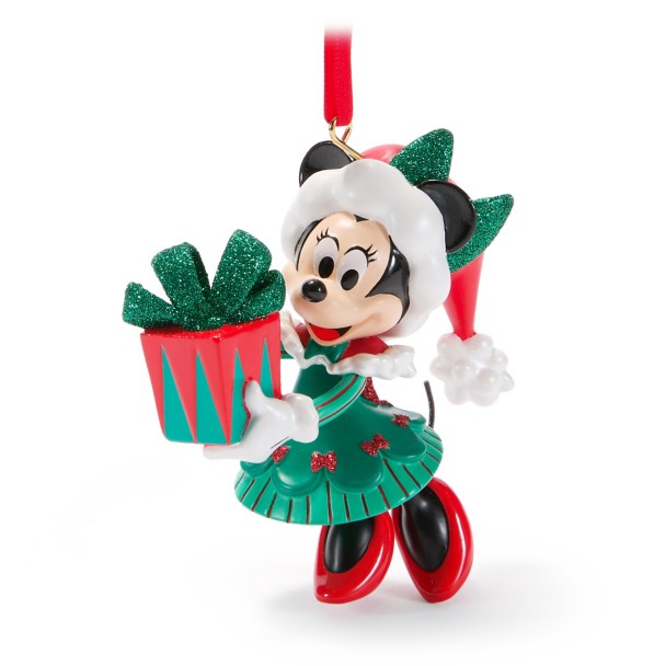 Minnie Mouse with Skis Figural Ornament