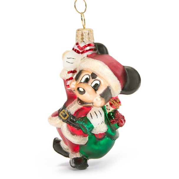 Santa Mickey Mouse and Santa Claus Moon Dangler Glass Ornament by Christopher Radko