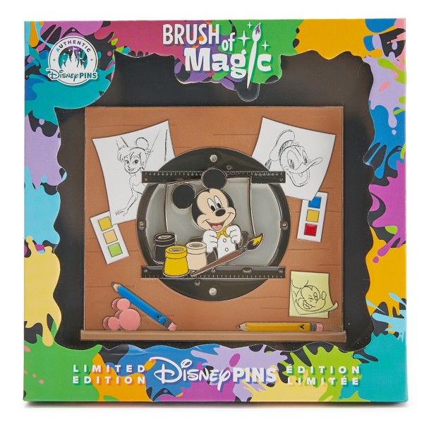 Mickey Mouse on Animator's Desk Jumbo Pin - Brush of Magic - 2-Pc. - Limited Edition