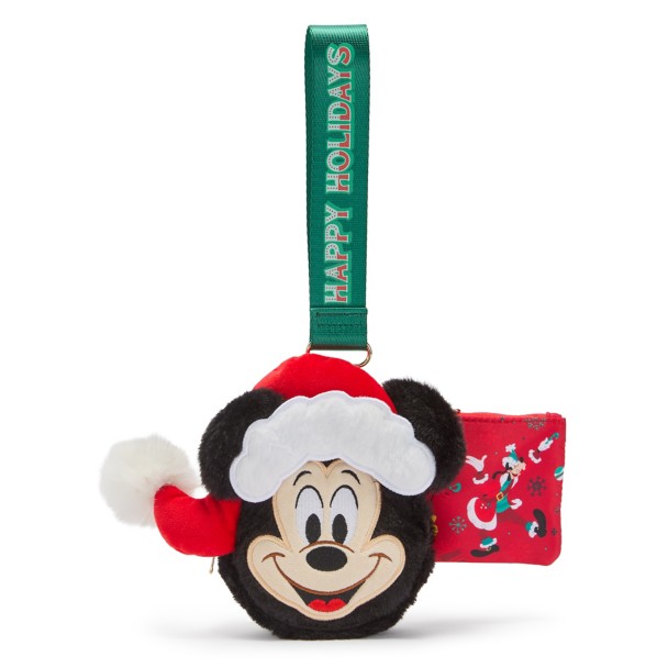 Santa Mickey Mouse and Friends Plush Wristlet Coin Purse Santa Mickey Mouse and Friends Plush Wristlet Coin Purse
