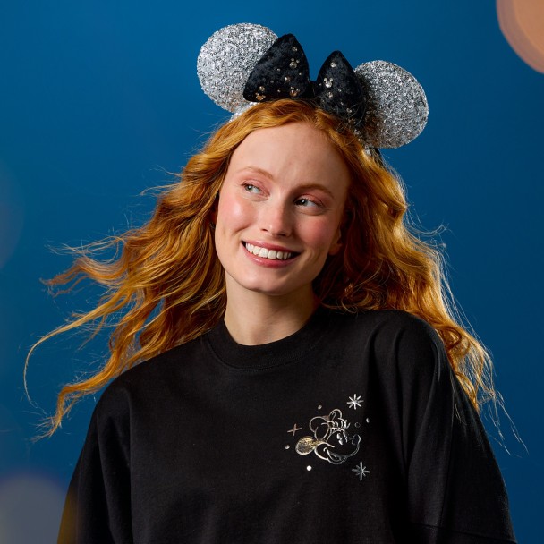 Minnie Mouse Sequined Ear Headband for Adults - Silver