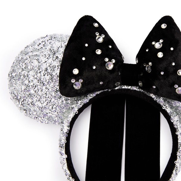 Minnie Mouse Sequined Ear Headband for Adults - Silver