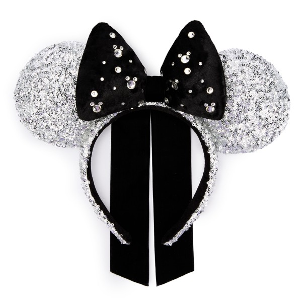 Minnie Mouse Sequined Ear Headband for Adults – Silver Minnie Mouse Sequined Ear Headband for Adults – Silver