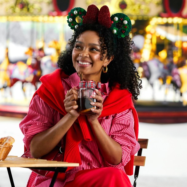 Minnie Mouse Holiday Wreath Ear Headband for Adults