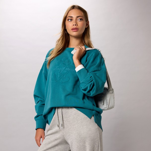 Mickey Mouse Pullover Sweatshirt for Women - Teal Green