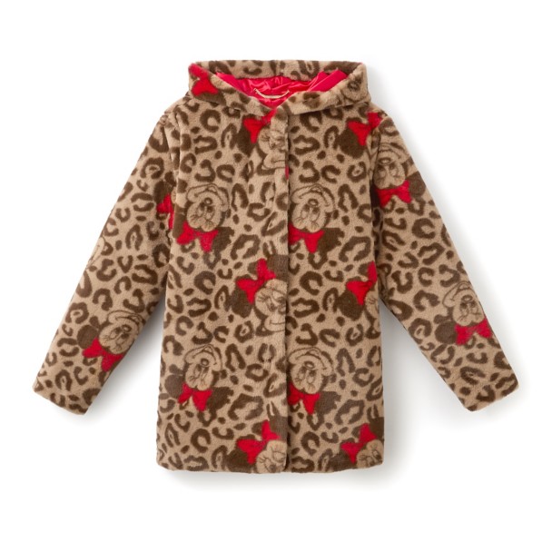 Minnie Mouse Faux Fur Leopard Print Hooded Coat for Women Minnie Mouse Faux Fur Leopard Print Hooded Coat for Women