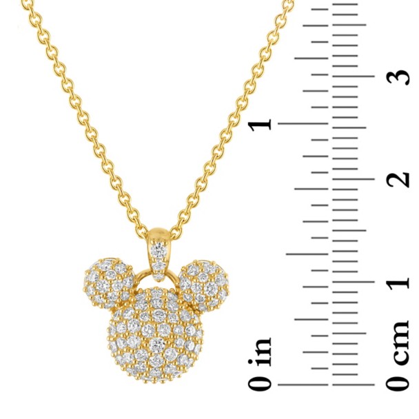 Mickey Mouse Icon Pavé Diamond and Gold Necklace by Rebecca Hook