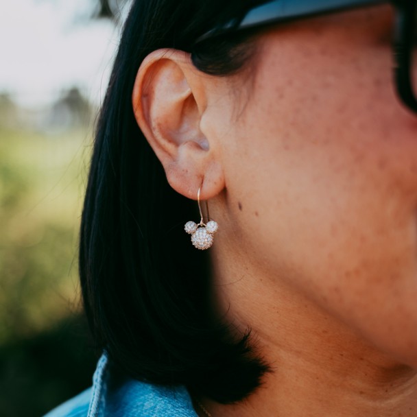 Mickey Mouse Icon Pavé Diamond and Gold Earrings by Rebecca Hook