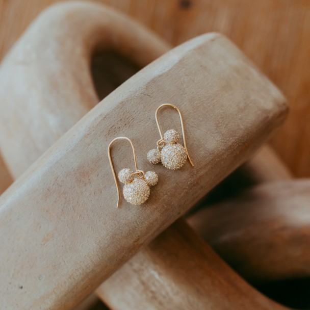 Mickey Mouse Icon Pavé Diamond and Gold Earrings by Rebecca Hook