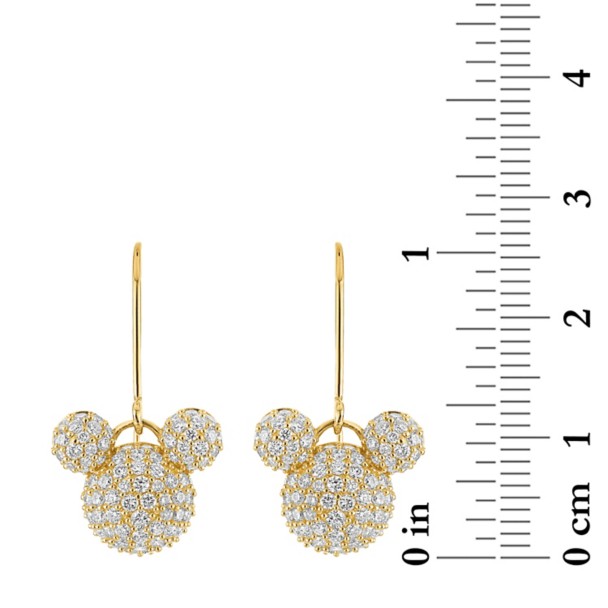 Mickey Mouse Icon Pavé Diamond and Gold Earrings by Rebecca Hook
