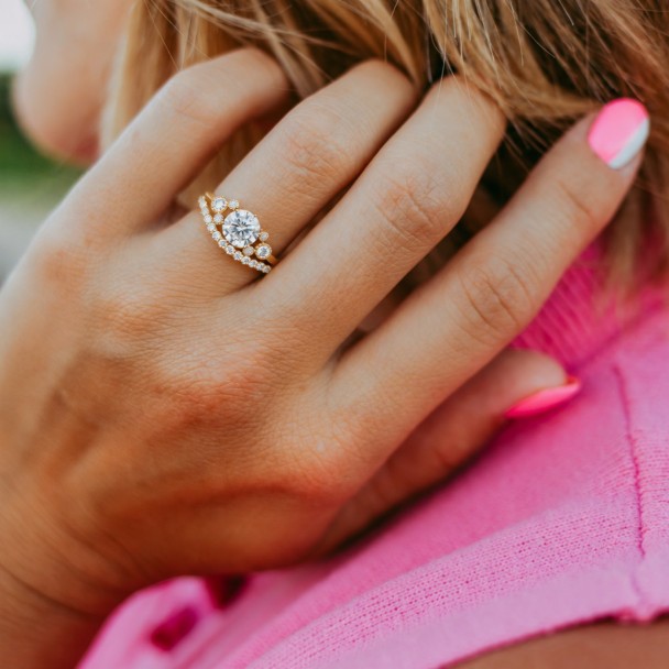Mickey Mouse Icon Diamond Engagement Ring by Rebecca Hook - Yellow Gold