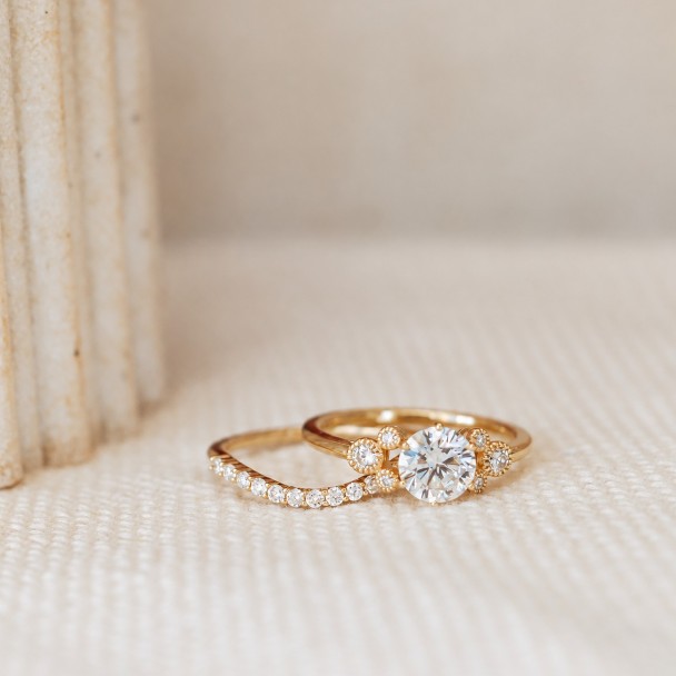 Mickey Mouse Icon Diamond Engagement Ring by Rebecca Hook - Yellow Gold