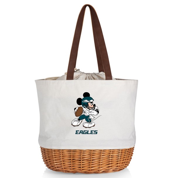 Mickey Mouse x NFL Philadelphia Eagles Coronado Wicker Basket Tote by Picnic Time Mickey Mouse x NFL Philadelphia Eagles Coronado Wicker Basket Tote by Picnic Time