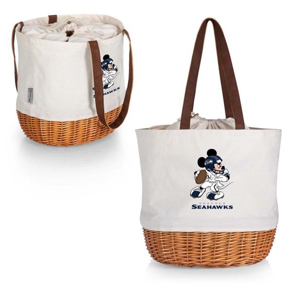 Mickey Mouse x NFL Seattle Seahawks Coronado Wicker Basket Tote by Picnic Time