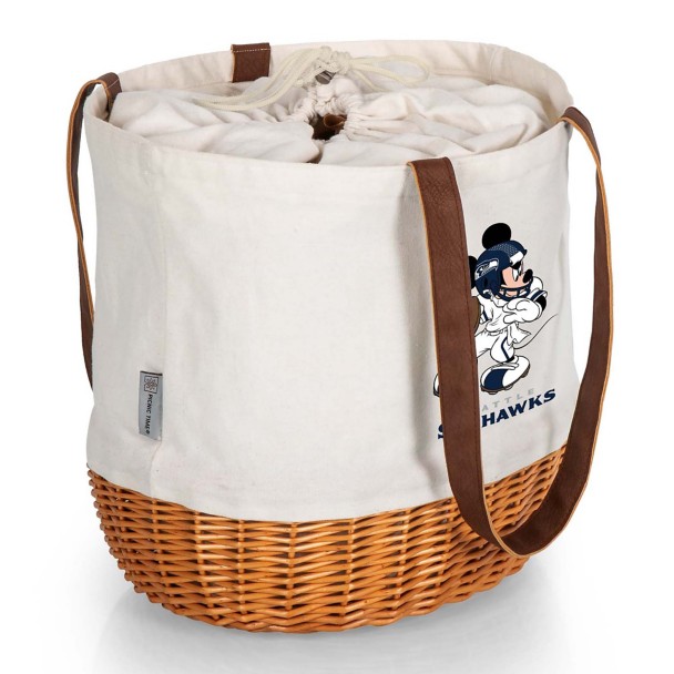Mickey Mouse x NFL Seattle Seahawks Coronado Wicker Basket Tote by Picnic Time