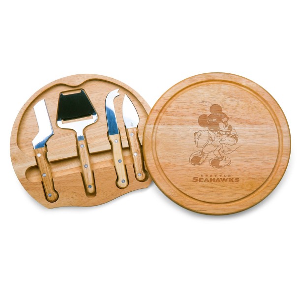 Mickey Mouse x NFL Seattle Seahawks Circo Cheese Board and Tools Set by Picnic Time Mickey Mouse x NFL Seattle Seahawks Circo Cheese Board and Tools Set by Picnic Time