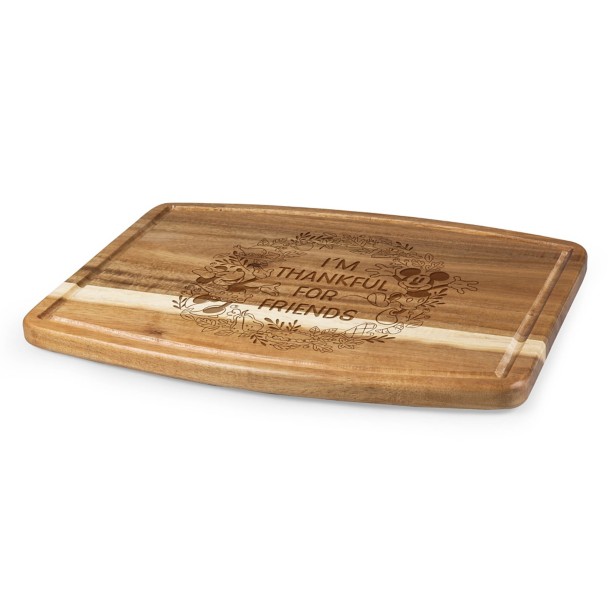 Mickey and Minnie Mouse Thanksgiving Ovale Acacia Wood Cutting Board by Picnic Time
